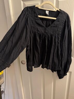 Melrose and Market Black Cotton Peasant Blouse